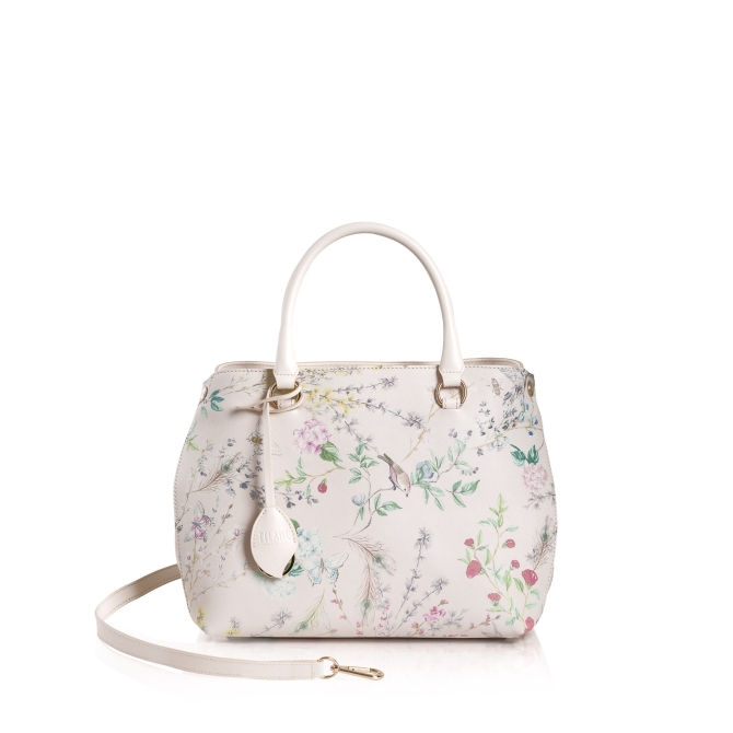 White bag with natural prints